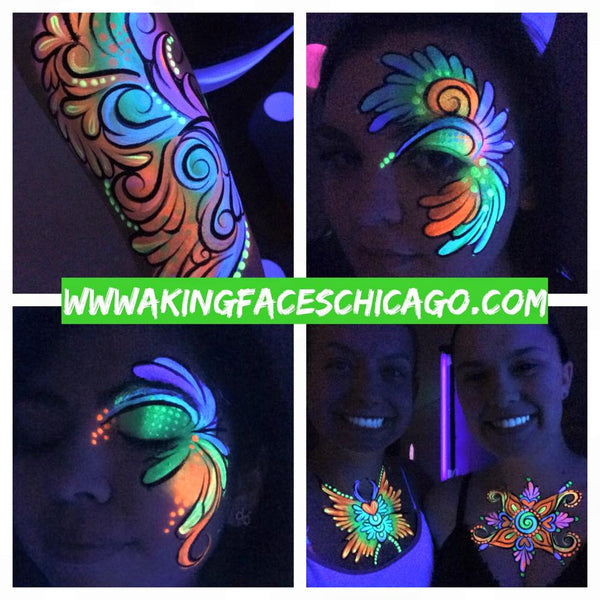 UV Glow Face Painting - Chicago, Face Painting, Body Painting